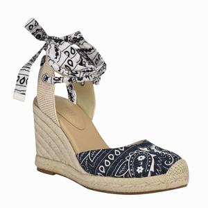 Nine West Friend Ankle Wrap Espadrille Wedge Sandals - Dark Blue - Ireland (AO9238164)